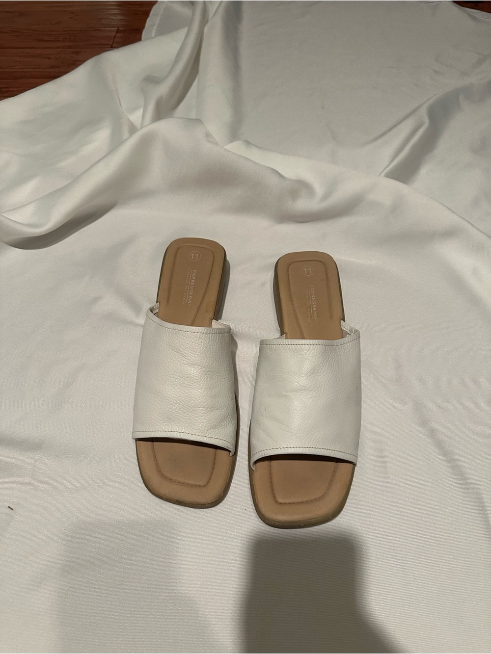 Classic White Slide Sandals for Women - Minimal Leather Upper